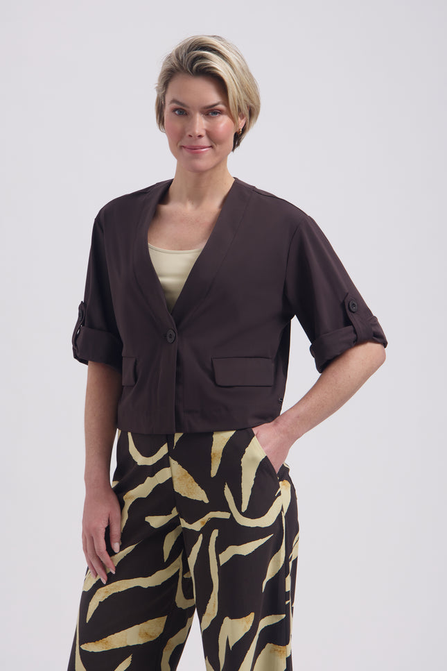 Lady Day Travel Blazer Adeline Dark Brown L46-475-3205 Stretchshop.nl