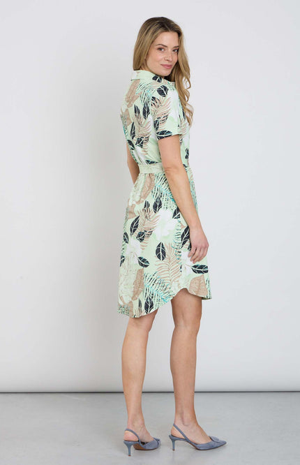 Mi Piace Travel Jurk Botanical Print Pistachio 202079 Stretchshop.nl