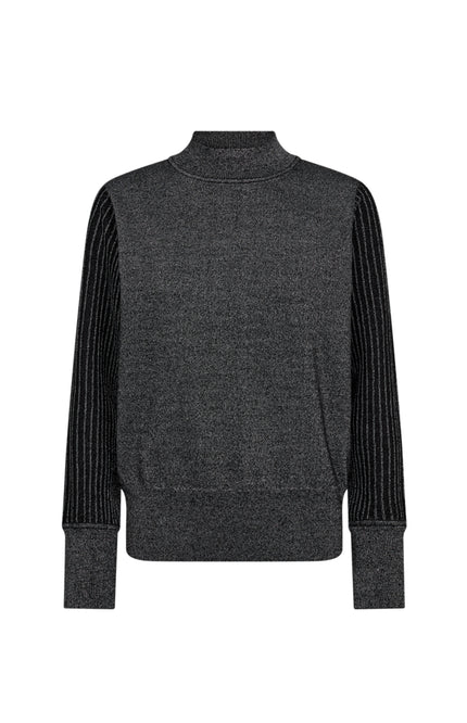 Freequent Trui Fqbisolo Metallic Knit Black Silver 207439 Stretchshop.nl