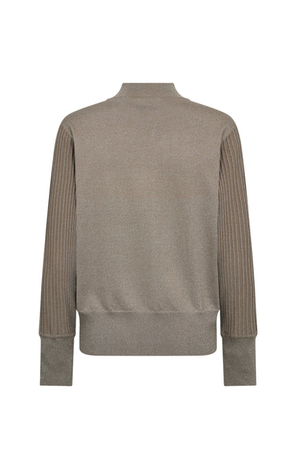 Freequent Trui Fqbisolo Metallic Knit Desert Taupe Melange Silver 207439 Stretchshop.nl
