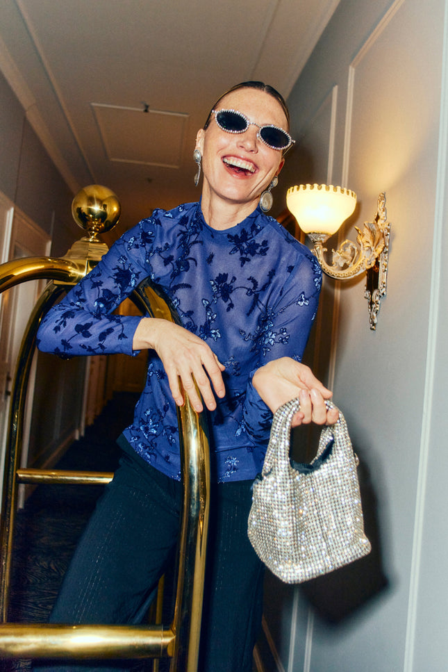 Blouse Fqbiska Printed Mesh Patriot Blue 207124