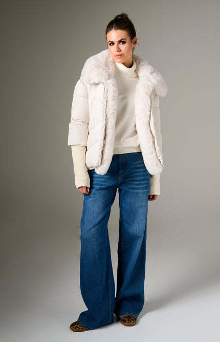 Jas Puffer Met Bont Cream B902