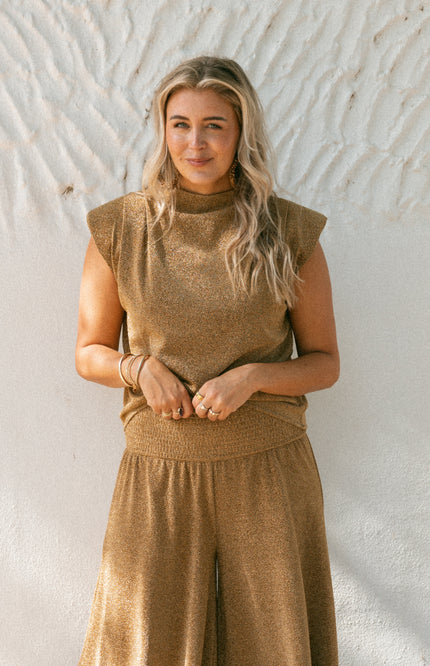 Top Cariño Golden Glitter