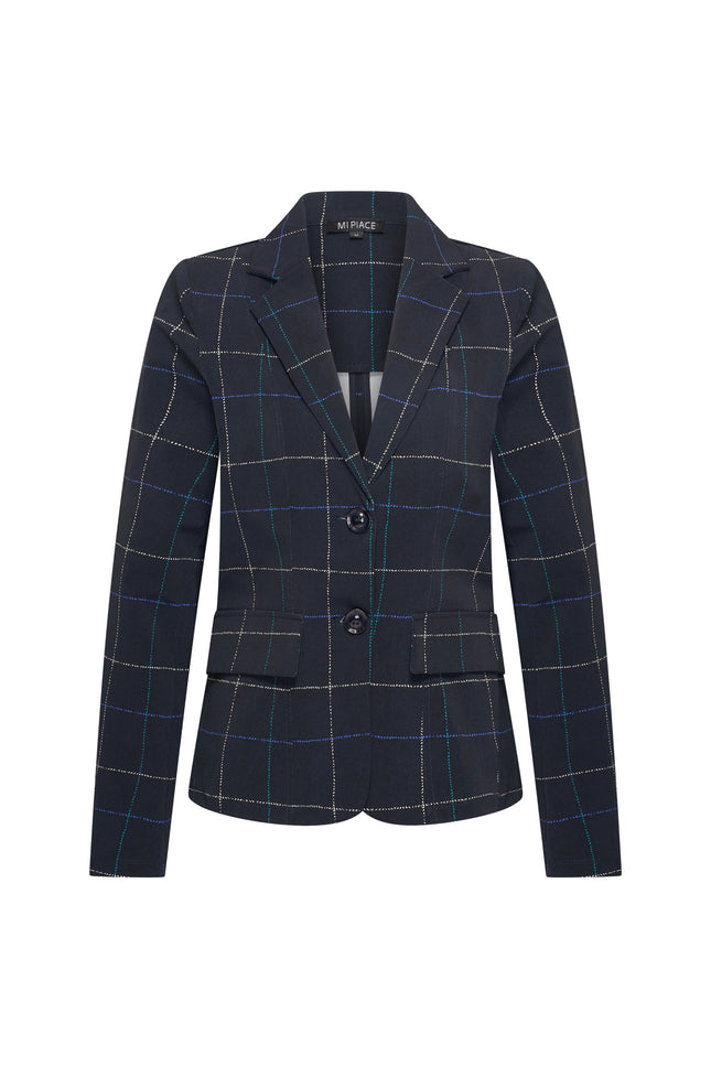 Travel Blazer Herringbone Print Dark Blue Petrol 202015