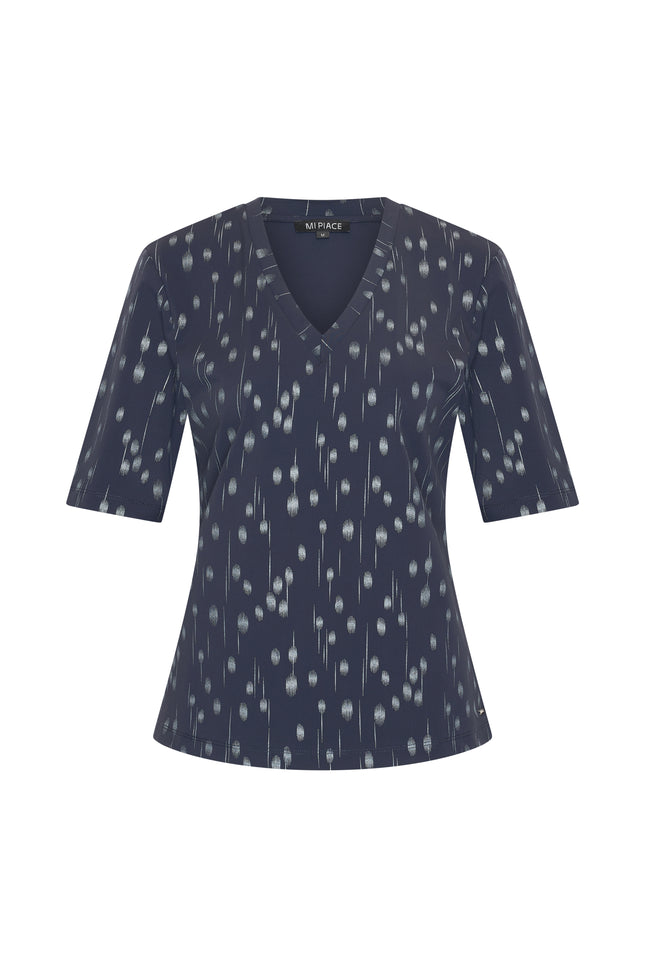 Travel Top Dot Foil Print Navy 202271