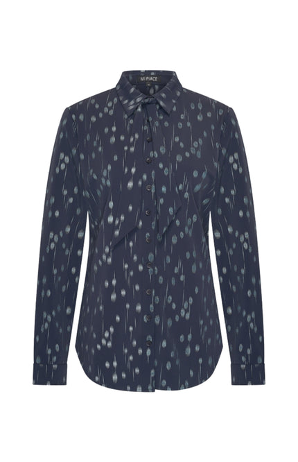 Travel Blouse Dot Foil Print Navy 202709