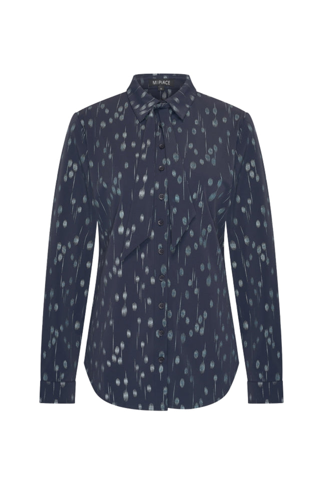 Travel Blouse Dot Foil Print Navy 202709