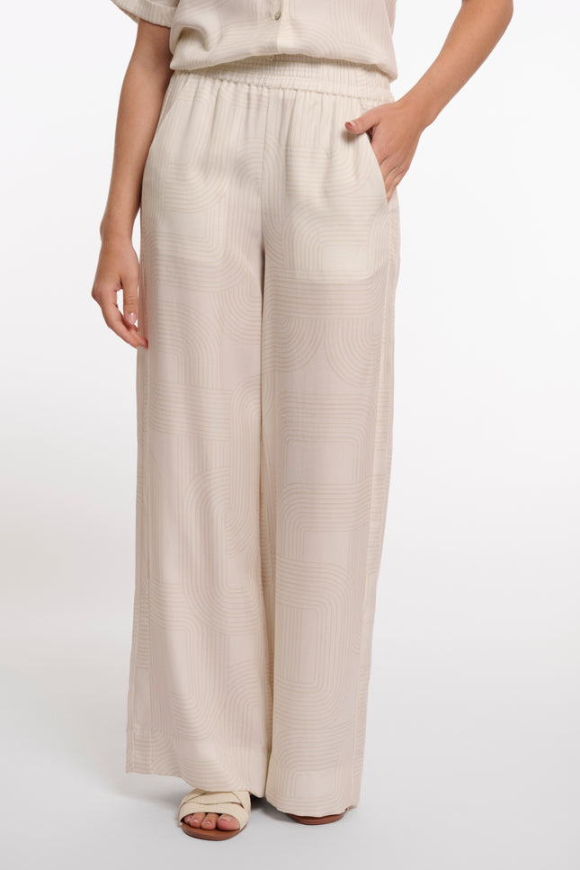 Rino & Pelle Broek Nour Regular Snow White Labyrinth Stretchshop.nl