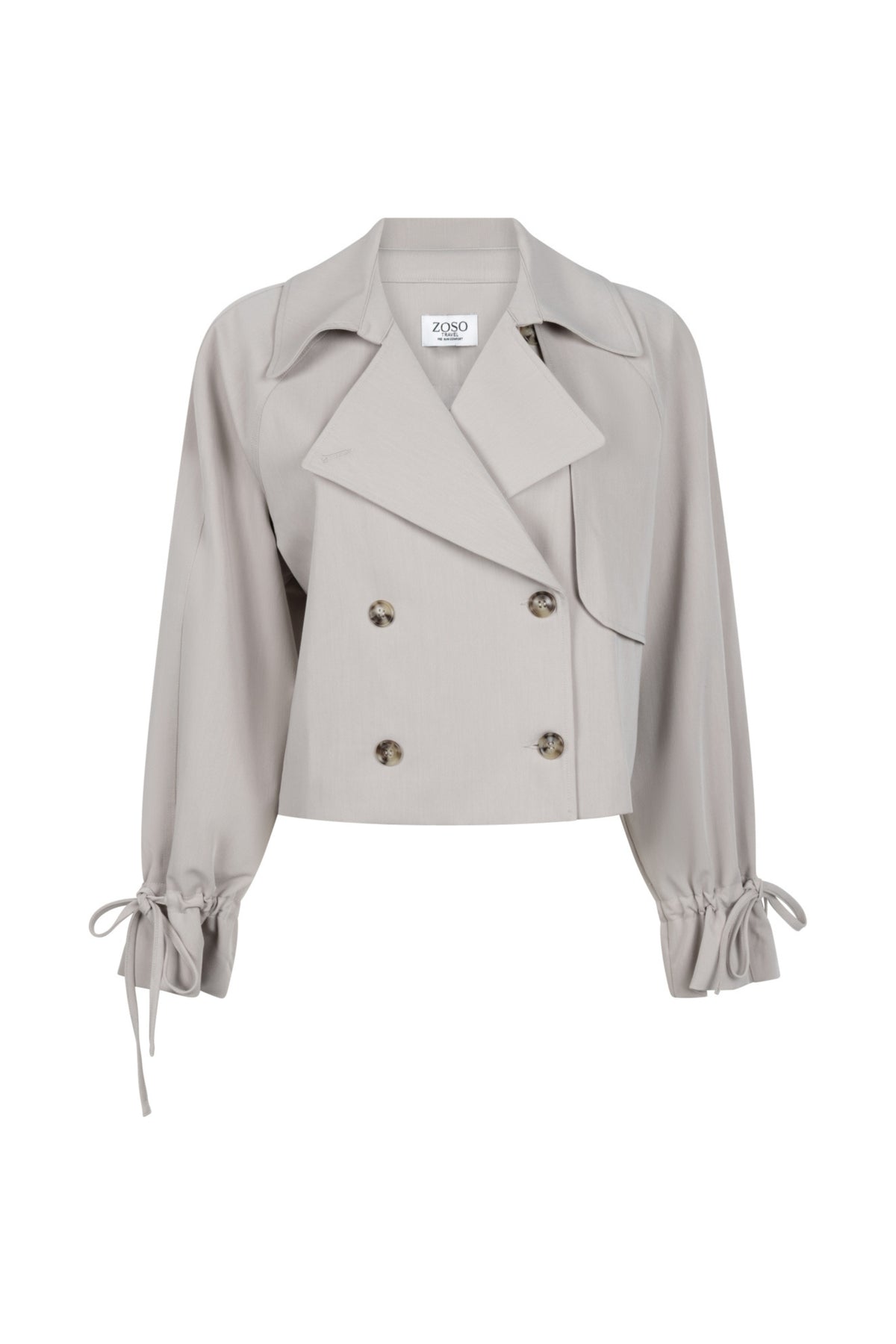 Zoso Maxime Sand Stone 261 jas met capuchon en ritssluiting, zachte zandkleurige buitenkant, modieus en comfortabel.