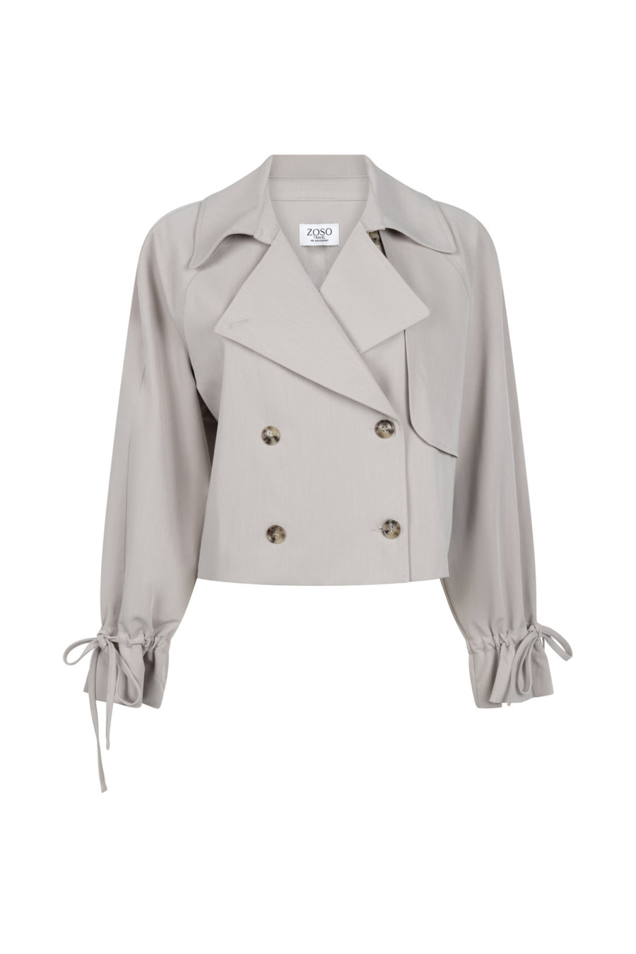 Zoso Maxime Sand Stone 261 jas met capuchon en ritssluiting, zachte zandkleurige buitenkant, modieus en comfortabel.