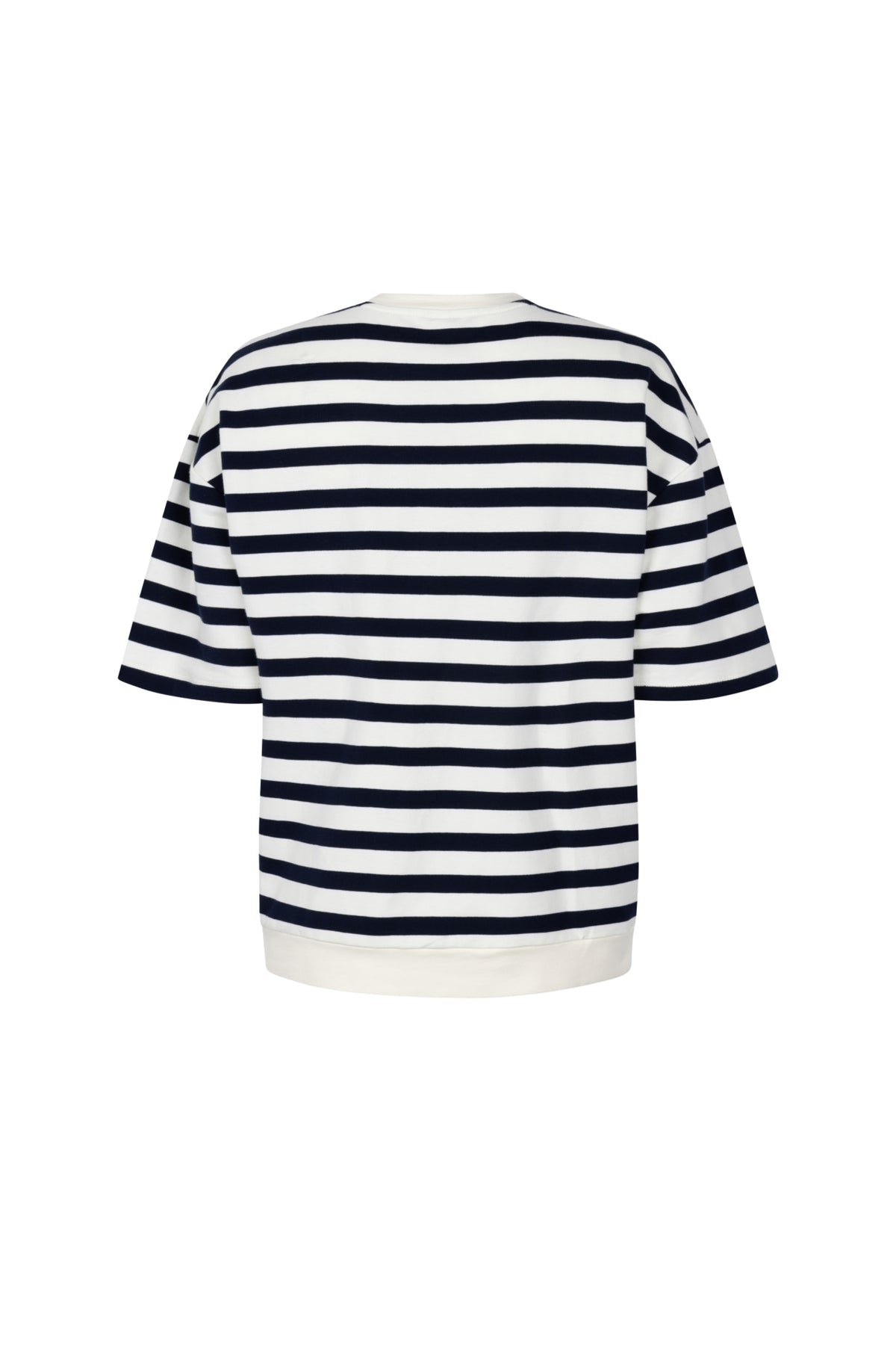 Donkerblauwe Zoso Melissa Kit Night Blue sweater met ronde hals en zachte stof, gedragen door een persoon.