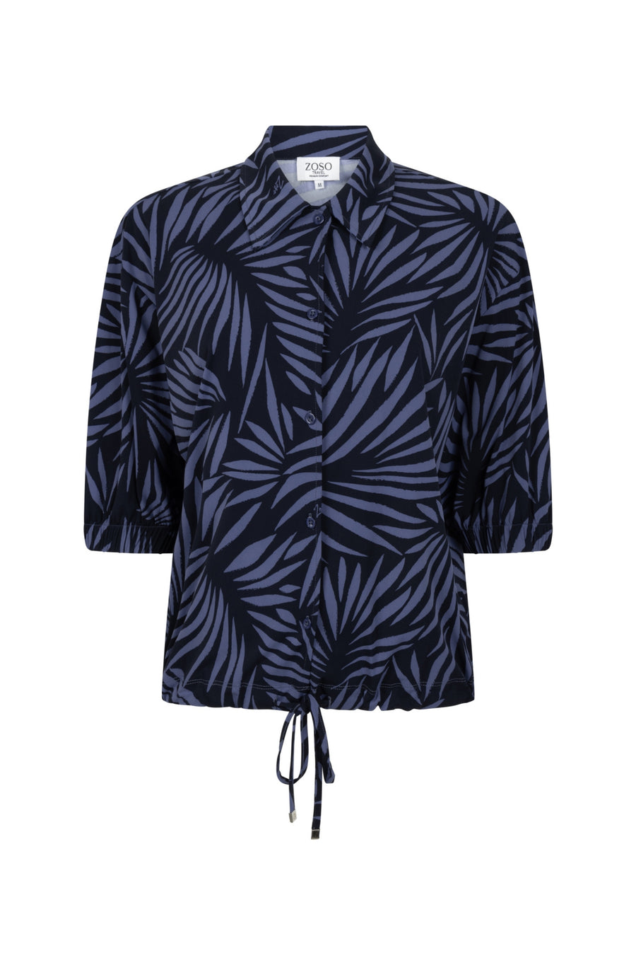 Zoso Travel blouse Mirella in nachtblauw, casual dames overhemd met knopen en lange mouwen, stijlvol en comfortabel.