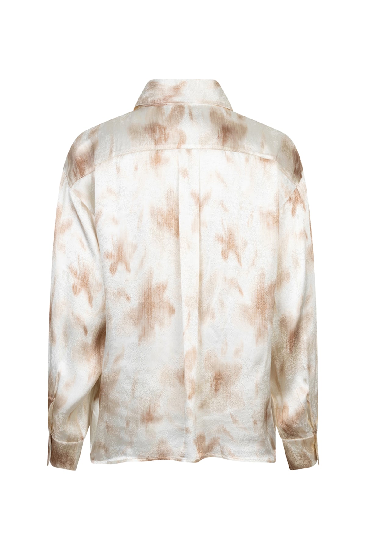 Blouse van EsQualo met bloemprint in rood en wit, casual dameskleding, close-up van de Scarlet Flowerpower Print blouse.