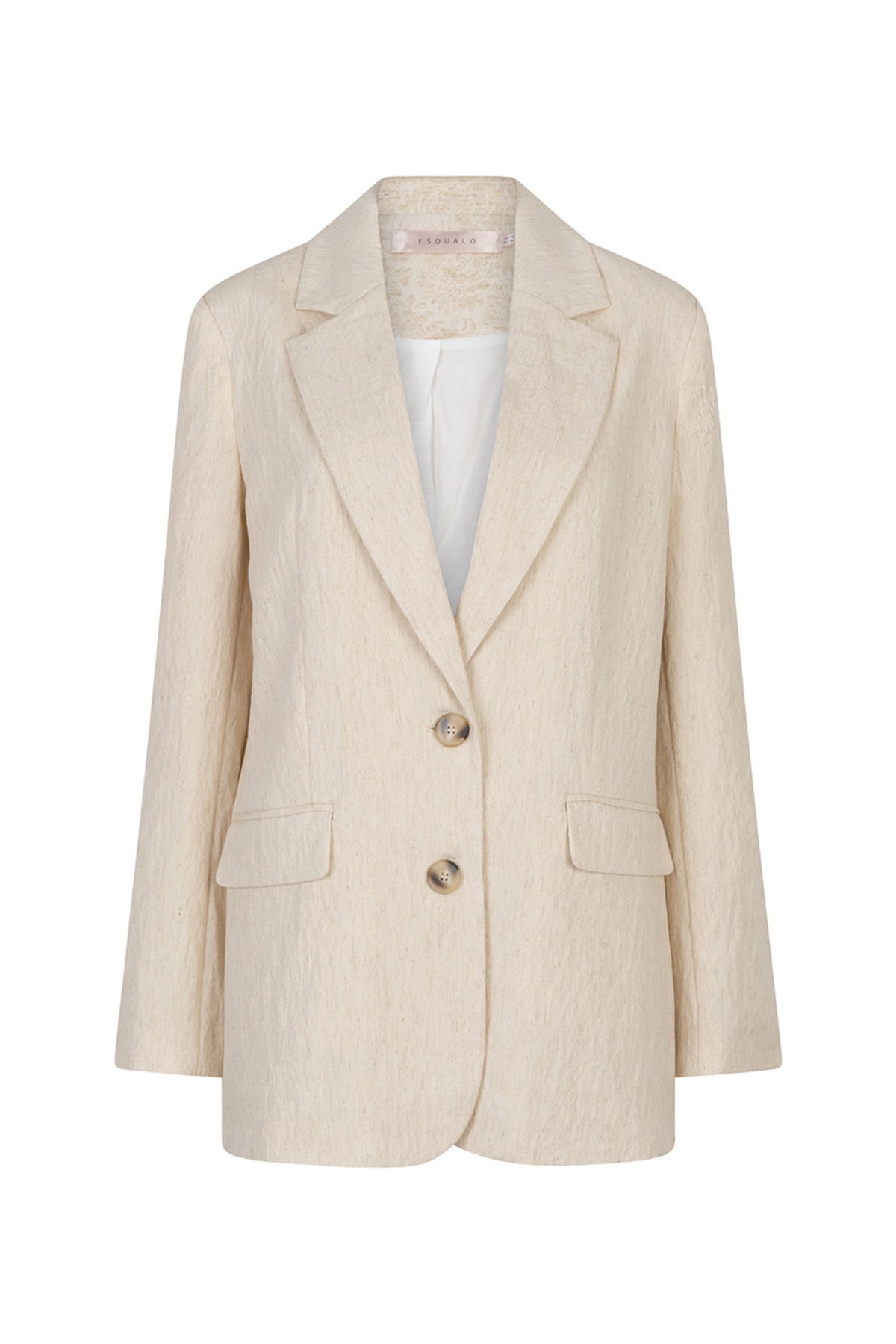 Linnen blazer van EsQualo in natuurlijke kleur, stijlvolle en lichte herenjas met knoopsluiting en zakken.