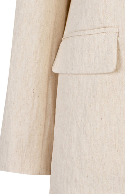 EsQualo Blazer Linen Natural SP26.17000 Stretchshop.nl