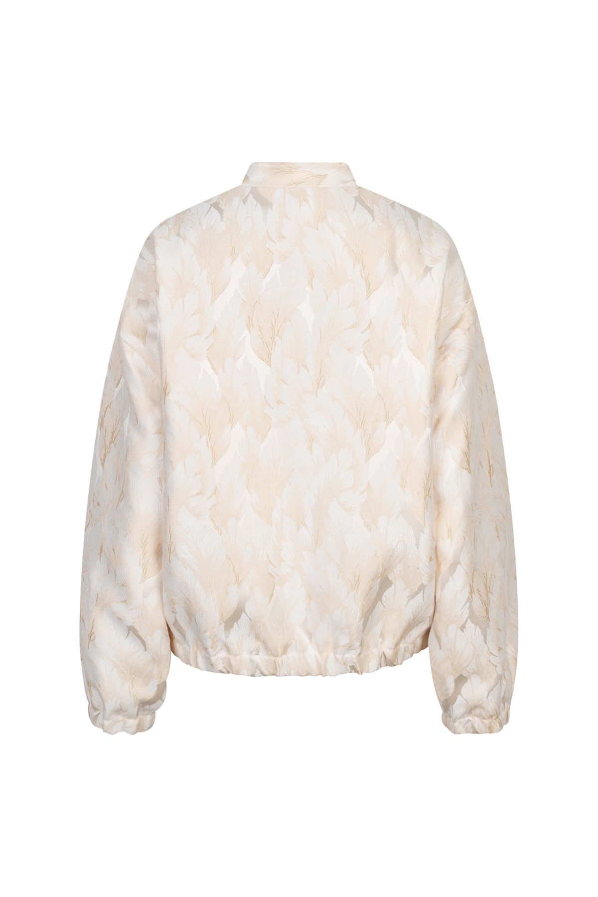 Lichte bomberjas van EsQualo met natuurlijke veerprint, met ritssluiting en zijzakken, geschikt voor casual zomer- en herfstkleding.