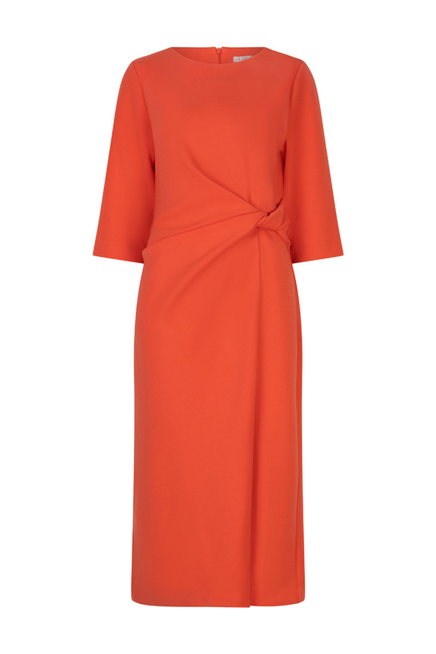 Korte rode jurk van EsQualo, Knot Chili Red SP26.30007, met een flatterend ontwerp en elegante details.