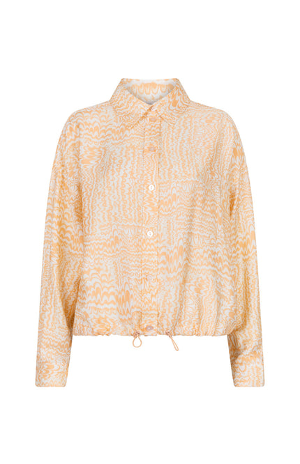 EsQualo Blouse Elastic Bottom Waves Print SP26.10020 Stretchshop.nl