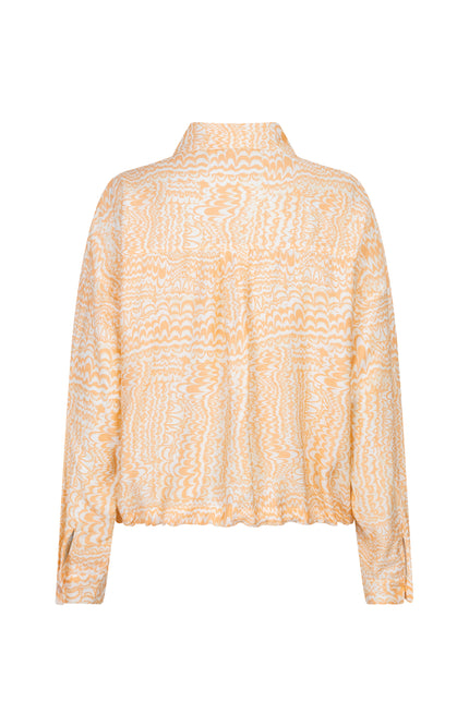 EsQualo Blouse Elastic Bottom Waves Print SP26.10020 Stretchshop.nl