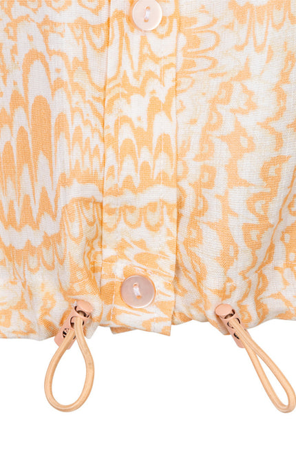 EsQualo Blouse Elastic Bottom Waves Print SP26.10020 Stretchshop.nl