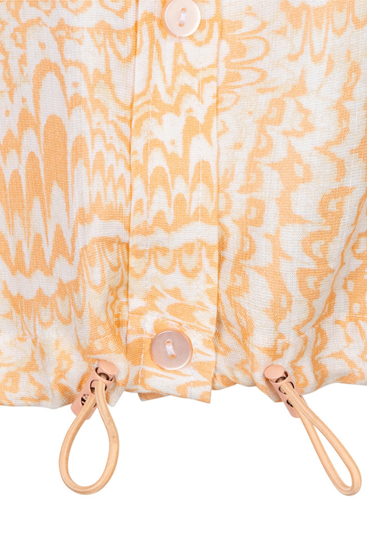 EsQualo blouse met elastische onderkant en golvenprint, kleurrijke modieuze top voor casual draagstijl.