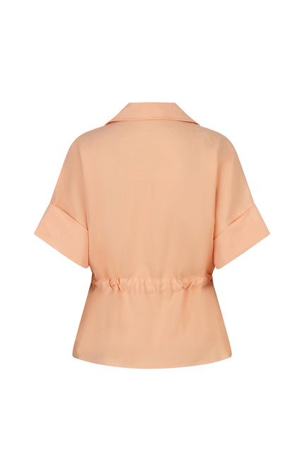 EsQualo Blouse Zipper Fine Crinkle Bellini SP26.10038 Stretchshop.nl