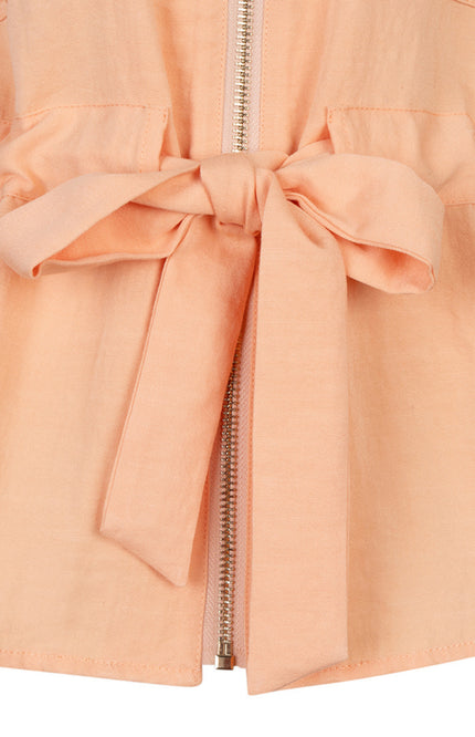 EsQualo Blouse Zipper Fine Crinkle Bellini SP26.10038 Stretchshop.nl