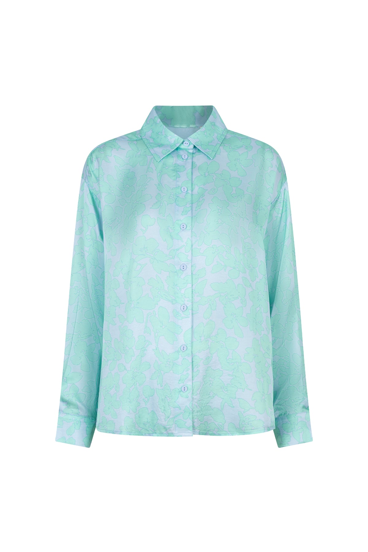 Brede EsQualo blouse met daylight print, zichtbaar met lange mouwen en losse pasvorm, perfect voor casual en stijlvolle outfits.