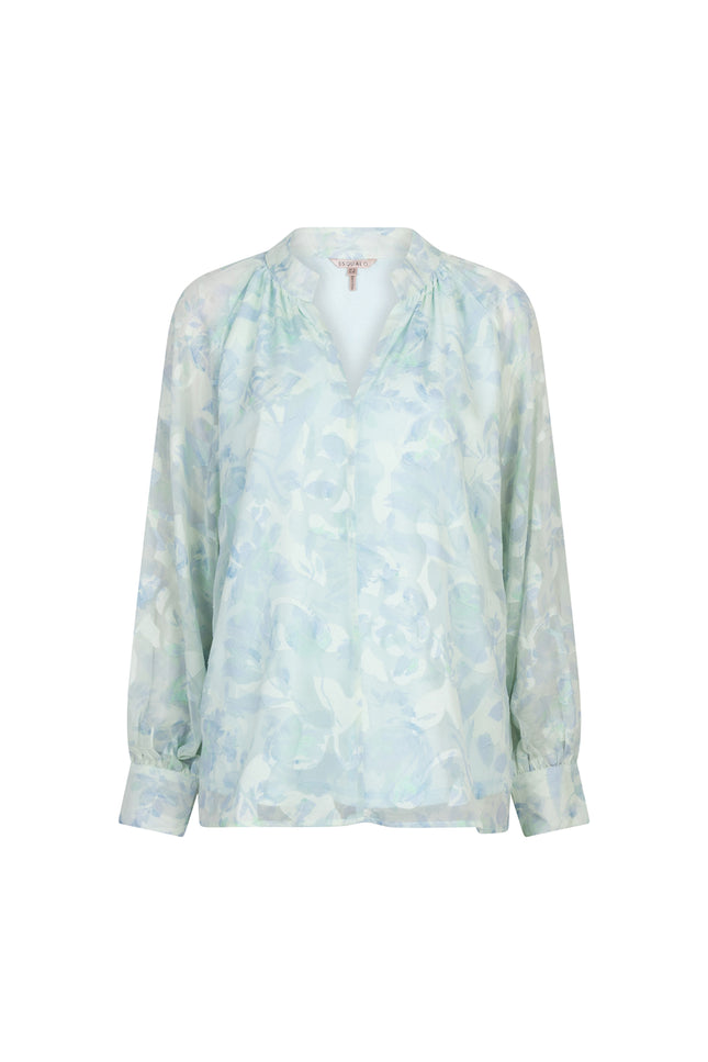 EsQualo Blouse Bow Shadow Print SP26.14017 Stretchshop.nl