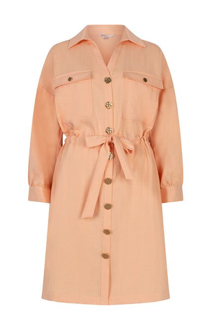 EsQualo Jurk Fine Crinkle Bellini SP26.10036 Stretchshop.nl