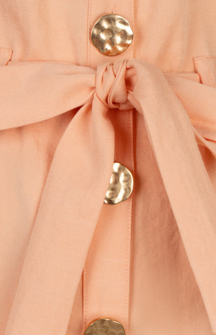 EsQualo Jurk Fine Crinkle Bellini SP26.10036 Stretchshop.nl