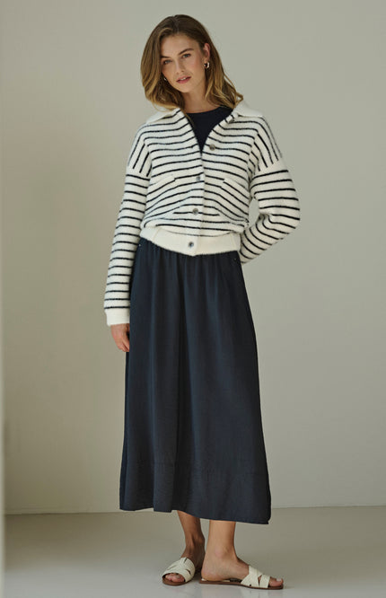 Rino & Pelle Jacket Bubbly Black White Striped Stretchshop.nl