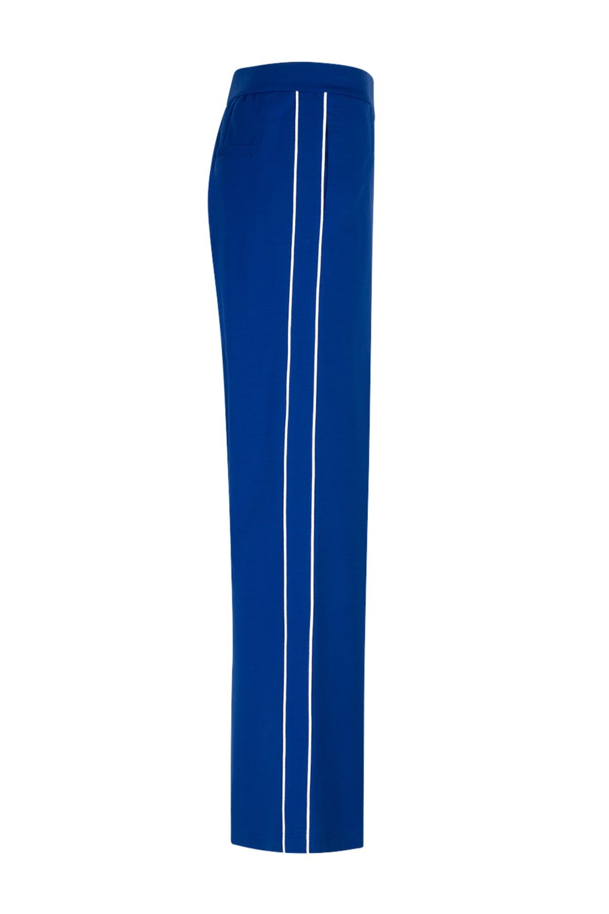 Lichte blauwe Colette Punta Piping broek van Red Button, getailleerd model met details, op een witte achtergrond.