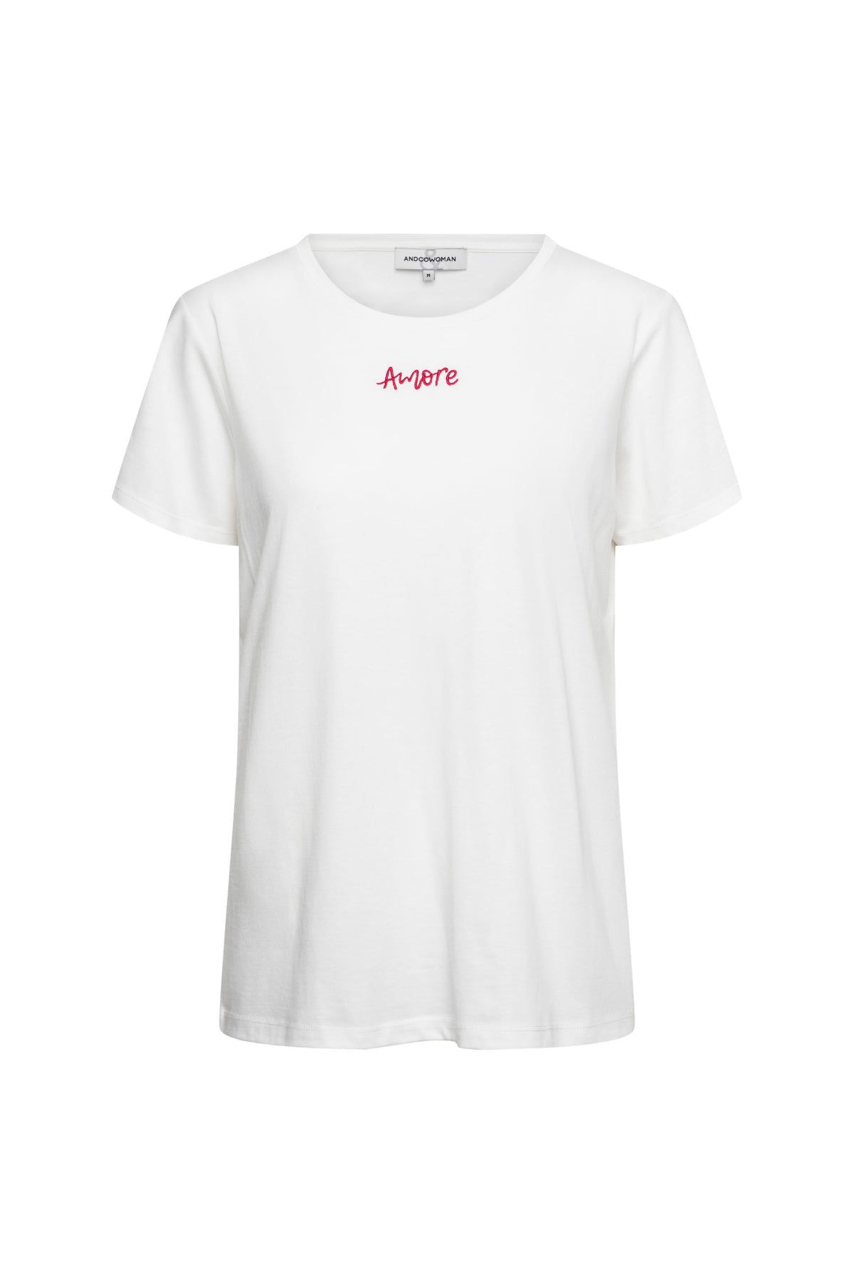 Offwhite top van &Co woman, model Amore TS136, met een losse pasvorm en ronde hals, zichtbaar op de afbeelding