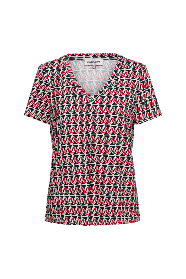 Roze en rode multicolor top van &Co Woman, model Marley Moon, met stijlvolle details en comfortabele pasvorm.