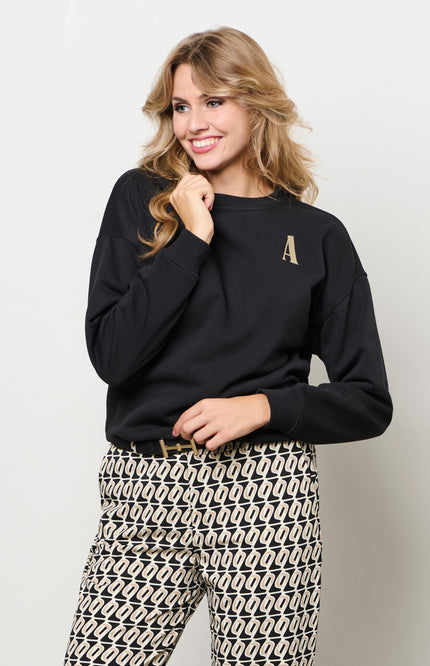 &Co woman Trui Samour Black SW131 Stretchshop.nl