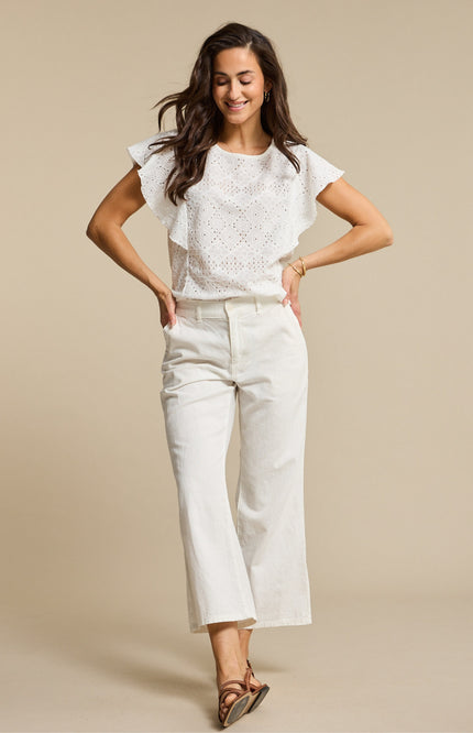 Top Ajour Ruffle Sleeve Ecru SRB4778