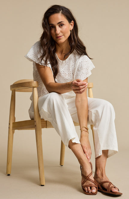 Top Ajour Ruffle Sleeve Ecru SRB4778