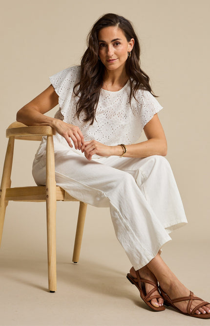 Top Ajour Ruffle Sleeve Ecru SRB4778