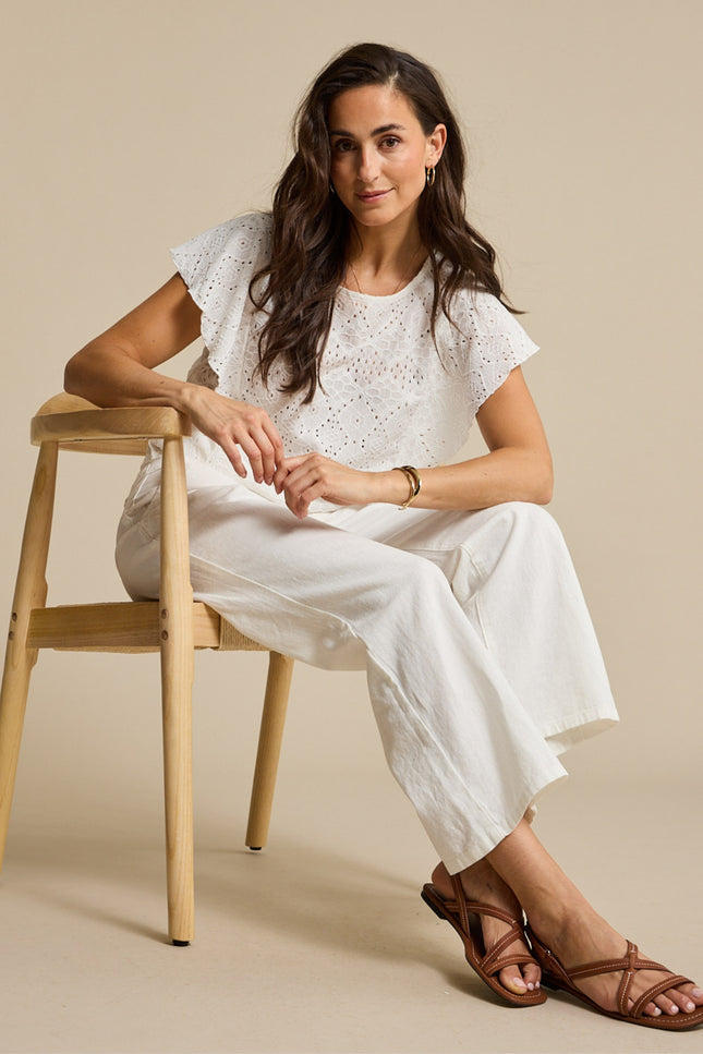 Top Ajour Ruffle Sleeve Ecru SRB4778