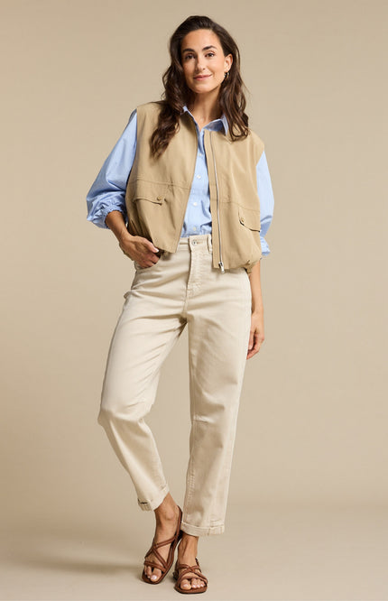 Red Button Blouse Victoria Poplin Stripe Long Light Blue SRB4839 Stretchshop.nl