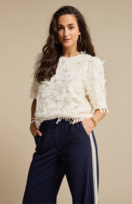 Red Button Broek Claudette Palazzo Sidetape Pinstripe Dark Blue SRB4843 Stretchshop.nl