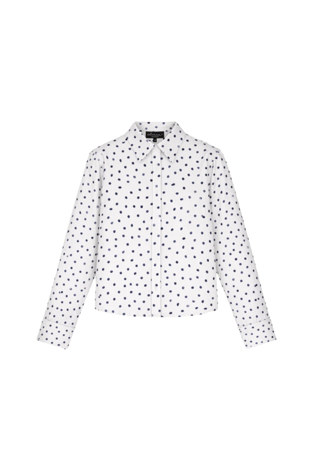 Elvira Casuals Blouse Froukje Blue Dots Stretchshop.nl