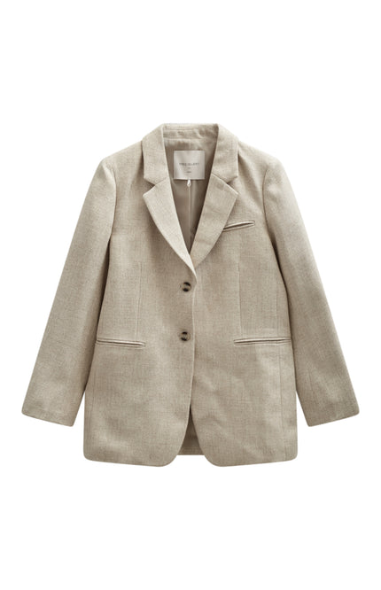 Freequent Blazer Fqlydia Linen Look Sand Melange 207821 Stretchshop.nl