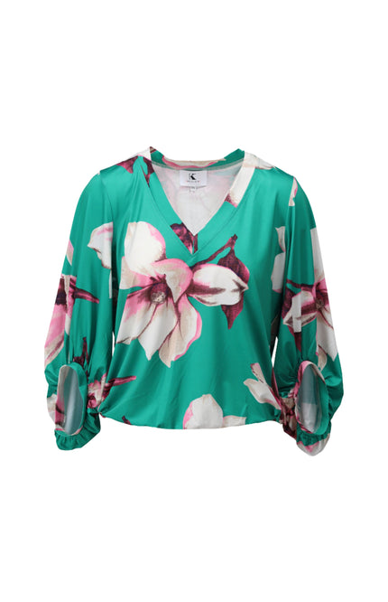 K-design Top V-hals Met Design C102-P118 Stretchshop.nl