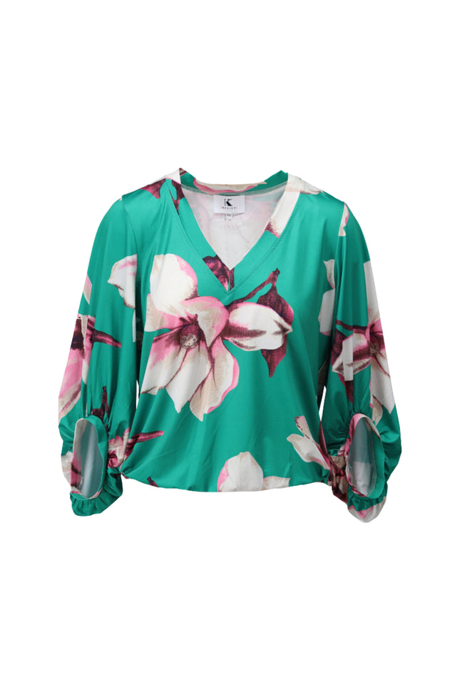 K-design Top V-hals Met Design C102-P118 Stretchshop.nl