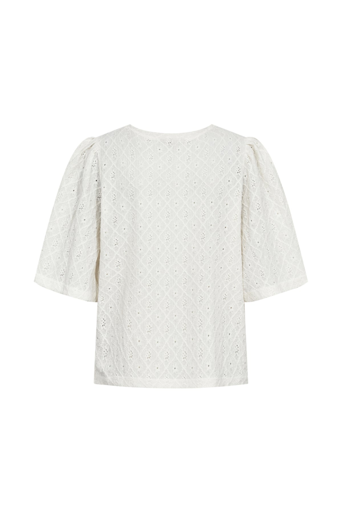 Offwhite blouse van Freequent Fqkiona Star met lange mouwen en frisse uitstraling, gedragen door een model.