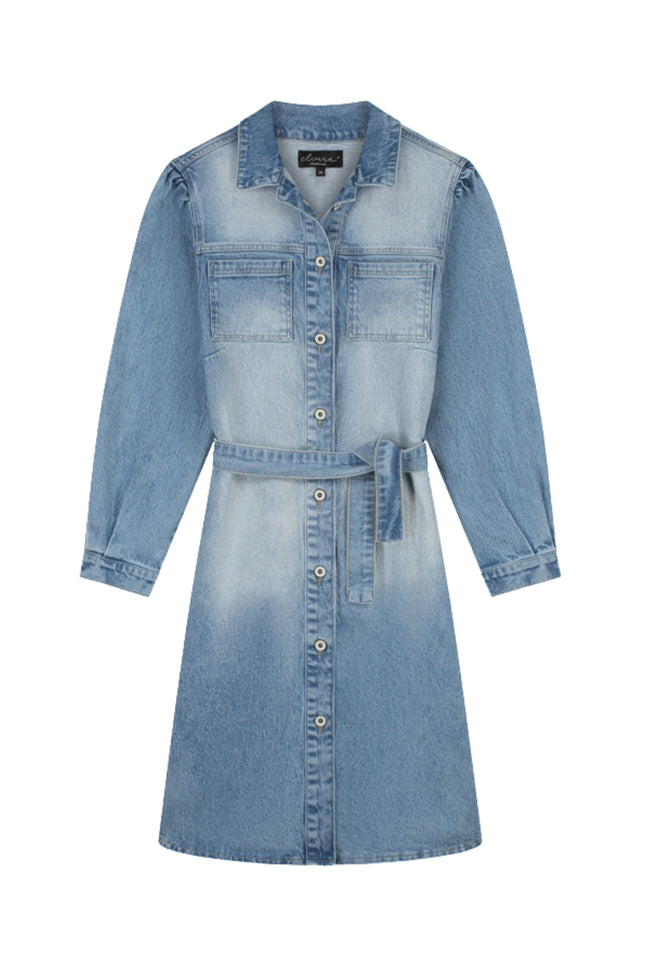 Elvira Casuals Jurk Doortje Washed Denim Stretchshop.nl