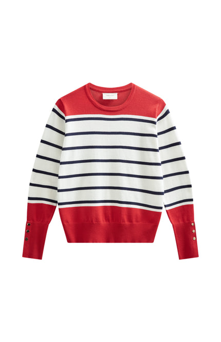 Freequent Trui Fqkatie True Red Star Offwhite 207512 Stretchshop.nl