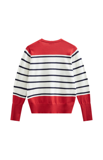 Freequent Trui Fqkatie True Red Star Offwhite 207512 Stretchshop.nl